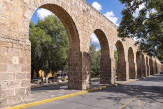 Michoacan, ancient aqueduct, aqueducto Morelia, in historic city center