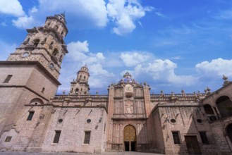 Mexico, Morelia, popular tourist destination Morelia Cathedral on Plaza de Armas in historic