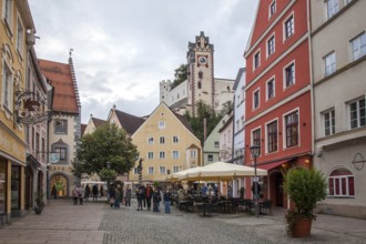 Houses in the historic old town of Füssen, Ostallgäu, Allgäu, Swabia, Bavaria, Germany, Europe