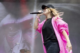 Adenau, Germany, 7 June 2024: Guano Apes with singer Sandra Nasic play at Rock am Ring. The