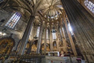 Main choir, nave, Cathedral, Catedral de la Santa Creu i Santa Eulalia, Barcelona, Catalonia,