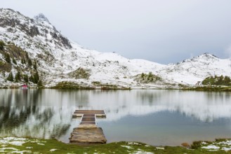 Bettmersee, mountain lake, alpine, bathing, swimming, footbridge, wooden footbridge, tranquillity,