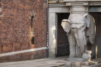 Monumental stone elephant, elephant gate or elephant portal or Elefantporten, by architect Vilhelm
