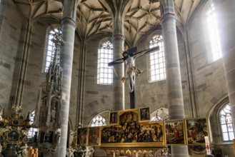 Interior view, Gothic vault, St Michael's Church, Schwäbisch Hall, Old Town, Kocher Valley, Kocher,