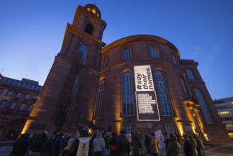 A memorial service is held in front of St Paul's Church in Frankfurt am Main for the victims of the