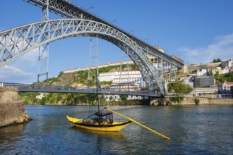View of Vila Nova de Gaia city with Mosteiro da Serra do Pilar monastery and Dom Luis I bridge over