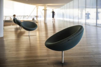 Reading chair, upper floor, Oodi Central Library and Cultural Centre, design by ALA Architects,