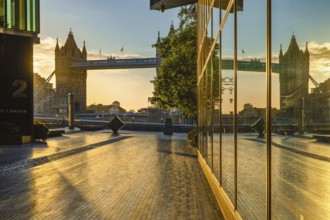Tower Bridge and More London at sunrise, London, England, Great Britain