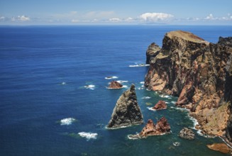 Madeira Island scenic rugged landscape, Ponta do Sao Lourenco cape, Miradouro do Abismo viewpoint.