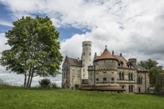 Lichtenstein Castle, Honau, Swabian Alb, Baden-Württemberg, Germany, Europe