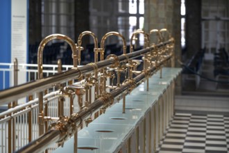 Historic medicinal water taps in the fountain hall, inaugurated in 1842, replaced by a new building