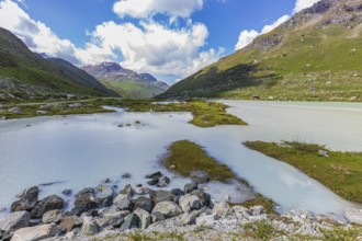 Glacial lake below the Moiry glacier, near Grimentz, Val d'Anniviers, Valais Alps, Canton Valais,
