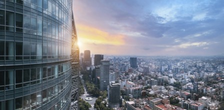 Panoramic skyline view of Mexico City business and Financial center close to Paseo De Reforma