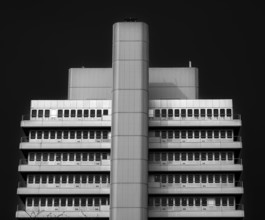 Black and white photography, detail photo, BASF office building in Berlin Mitte, Germany, Berlin,