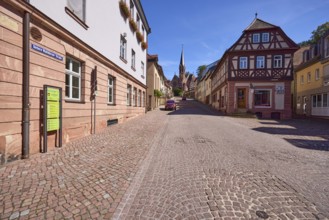 Untere Walldürner Straße with Evangelical Lutheran St John's Church in Miltenberg, Lower Franconia,