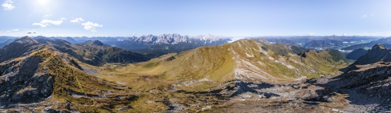 Alpine panorama, aerial view, Carnic High Trail, Carnic main ridge, Carnic Alps, Carinthia,