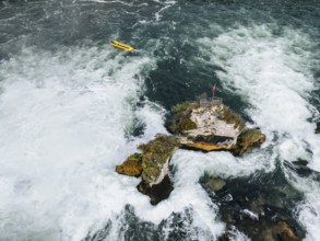 Aerial view of the Rhine Falls, Neuhausen, Canton Schaffhausen, Switzerland, Europe