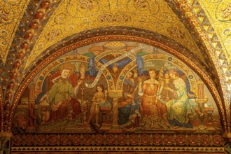 Glass mosaic of the Elisabeth Bower, medieval woman's chamber in the Wartburg in Eisenach,