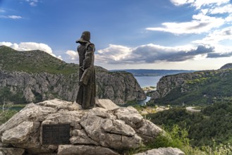 Statue of Mila Gojsalic above the Cetina Gorge near Omis, Croatia, Europe