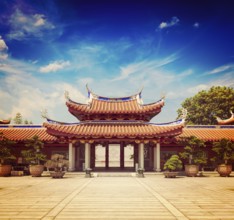 Vintage retro effect filtered hipster style travel image of gates of Lian Shan Shuang Lin