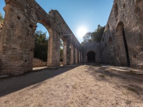 The Great Basilica in the archaeological ruins of Butrint or Butrinto National Park in Albania