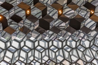 Harpa Concert Hall and Congress Centre, interior view, artistic modern architecture, Reykjavik,