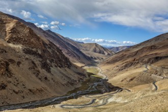 Manali Leh road near Tanglang la Pass, mountain pass in Himalayas along the Leh-Manali highway.