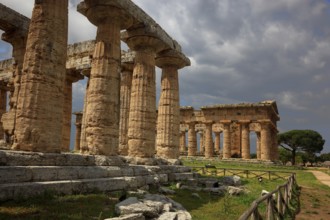 The Basilica, Temple of Hera, in Paestum, Campania, Italy, Europe