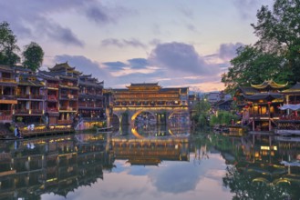Chinese tourist attraction destination, Feng Huang Ancient Town (Phoenix Ancient Town) on Tuo Jiang