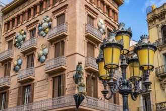 The Umbrella house, house, facade, on Rambla Street in Barcelona, Spain, Europe