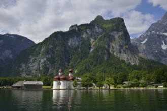Pilgrimage church of St. Bartholomew on lake Königssee, Upper Bavaria, Bavaria, Germany, Europe