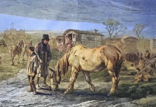 The old friend, old horse in a camp of the travelling people, 1869, France, Historic, digitally