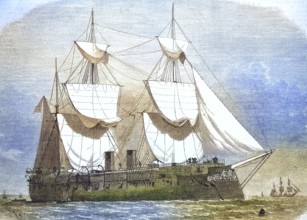 SMS Kronprinz was an armoured ship of the Imperial Navy, 1869, sailing steamer, Prussia, Historic,