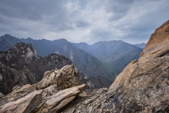 Rocks and stones in cloudy weather. Seoraksan National Park, South Korea, Asia