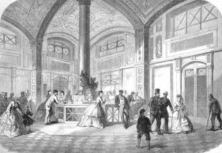 Noble People in the Drinking Hall of Baden-Baden, 1869, Germany, Historic, digitally restored