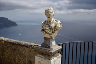 Marble bust at Terrazza dell'Infinito of Villa Cimbrone, Ravello, Amalfi Coast, Costiera
