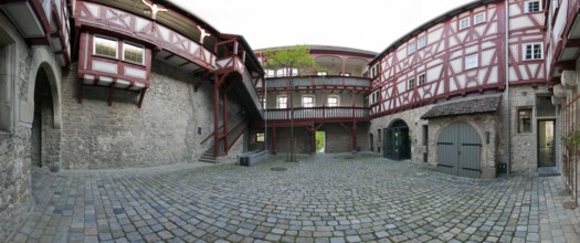 Inner courtyard of Ingelfingen Castle Panorama Germany