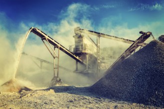 Vintage retro effect filtered hipster style image of Industrial background, crusher rock stone