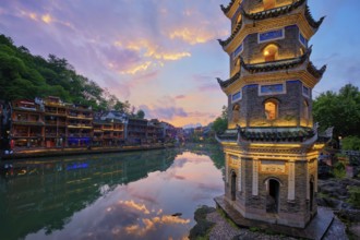 Chinese tourist attraction destination, Feng Huang Ancient Town (Phoenix Ancient Town) on Tuo Jiang