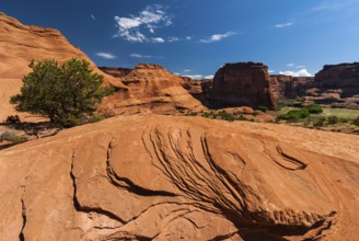Rock formation, blue sky in Chelly Canyon National Park, Arizona, USA, North America
