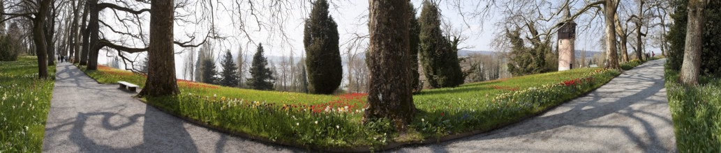 Spring on Mainau Island Panorama Germany