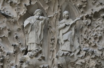 Detail of the Nativity façade of the Sagrada Familia, Holy Family Church of the Atonement, by
