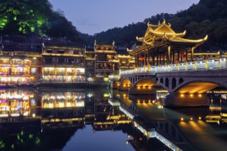 Chinese tourist attraction destination, Feng Huang Ancient Town (Phoenix Ancient Town) on Tuo Jiang
