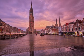 Delft, Netherlands, May 12, 2017: Nieuwe Kerk New Church protestant church on Delft Market Square