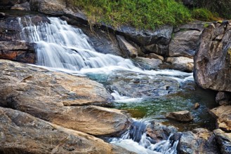 Panorama of waterfall cascade shot with long exposure
