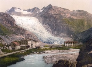 The Rhone Glacier, Rottengletscher, is a valley glacier in the headwaters of the Rhone in the