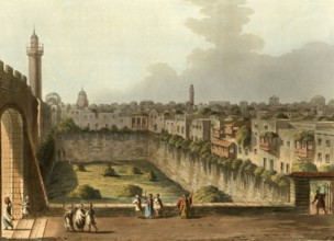 Historical Palestine, Pool of Bethesda Jerusalem, Historical, digitally restored reproduction from