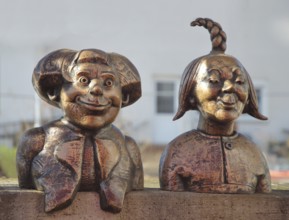 Sculpture Max and Moritz by Gernot Rumpf 1988, two rascals from children's stories by Wilhelm bush,