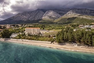 Glavna beach, Tristenika and the Villa Korta Katarina & Winery winery and hotel seen from above