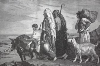 Naomi and her people travelling abroad, Naemi, a biblical figure, in the Book of Ruth Old